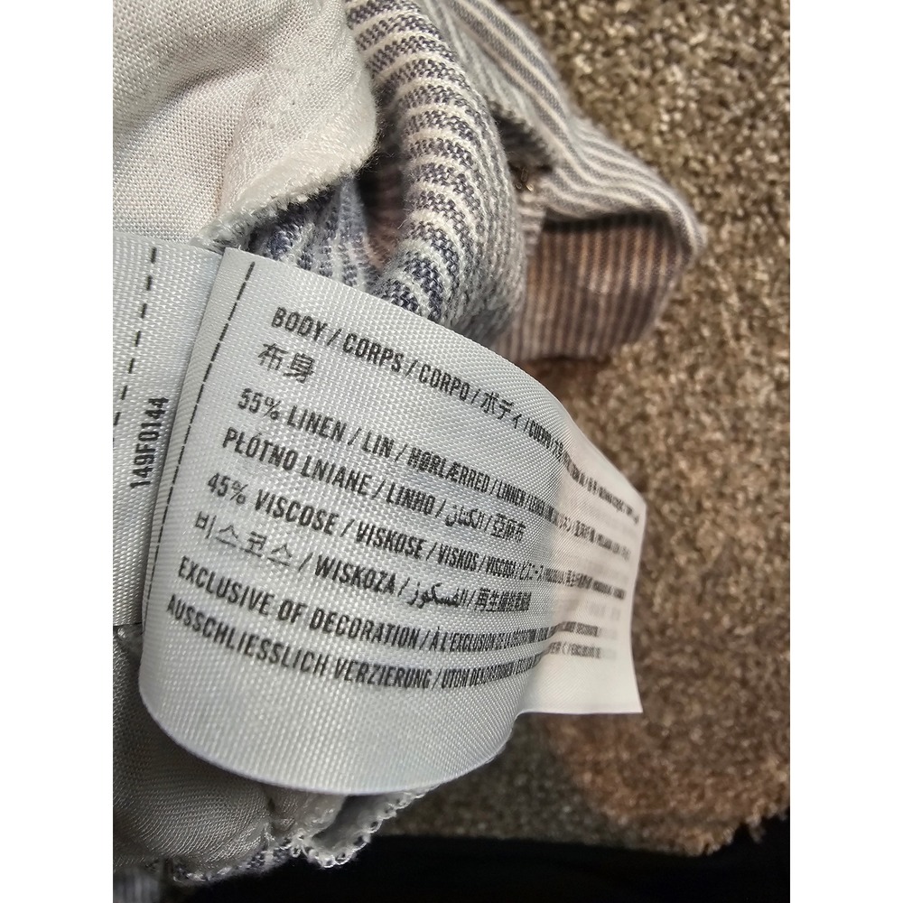 Abercrombie & Fitch Blue White Striped Paperbag Waist Linen Blend Shorts Small - Picture 7 of 7